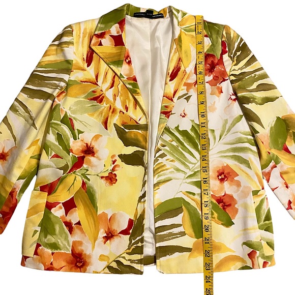 VINTAGE LINDA ALLARD FOR ELLEN TRACY PALM TROPICAL HAWAIIAN FLORAL BLAZER  SZ 8P - Picture 12 of 16